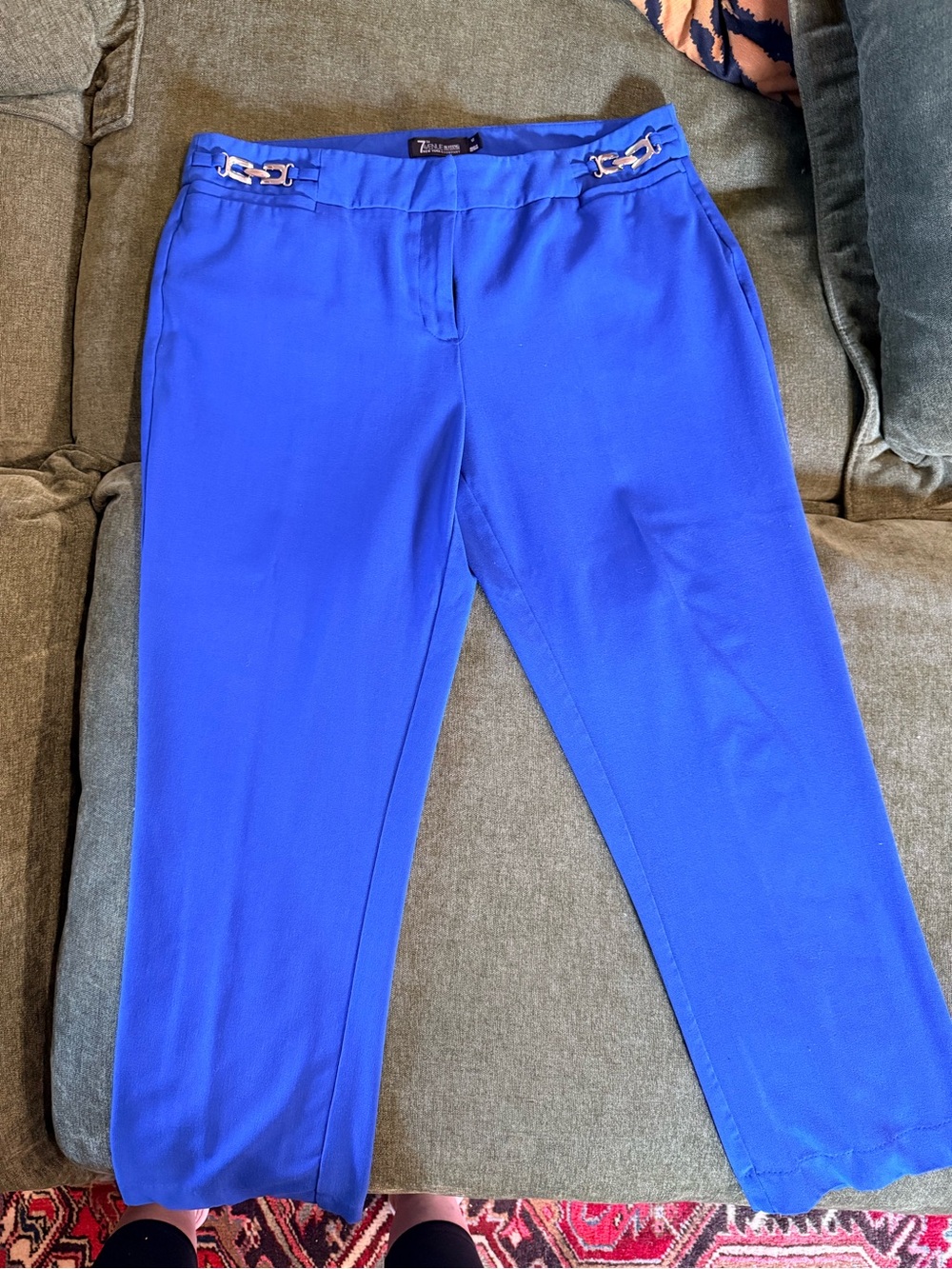 New York Women's Royal Blue Cropped Dress Pants